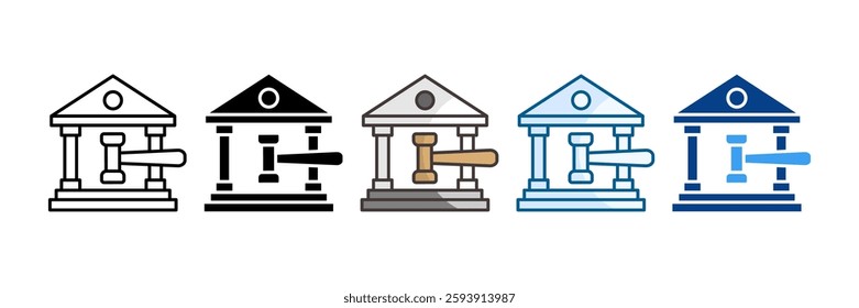 Courthouse Icon Set Multiple Style Collection