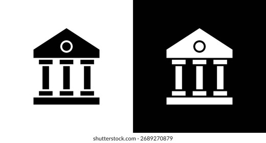 Courthouse icon silhouette in black flat style. Graphic element