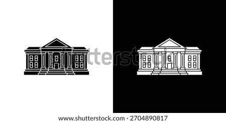 Courthouse icon silhouette vector in black colors. flat symbol logo design style