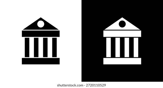Gerichtsgebäude Symbol einfache flache grafische Illustrationen. Schwarz-weiße Silhouette Vektor