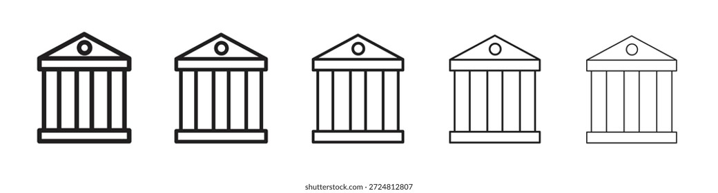 Icono del Palacio de Justicia. Estilo de contorno simple. Elementos gráficos.