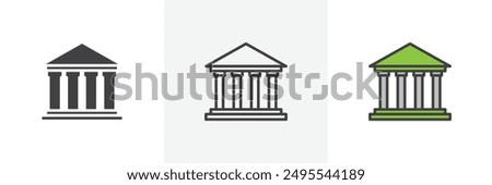 Courthouse icon symbol collection on white background.