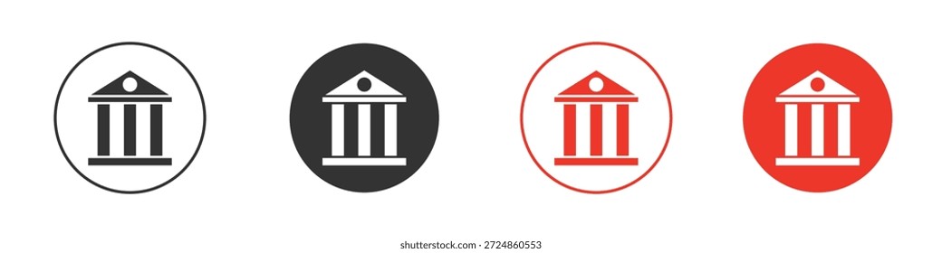 Símbolo de icono de juzgado. Diseño simple y plano para Web o App móvil. Logotipo de Ilustración vectorial mínima.