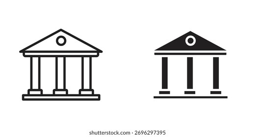 Icono del palacio de justicia en estilo plano y trazo delgado.
