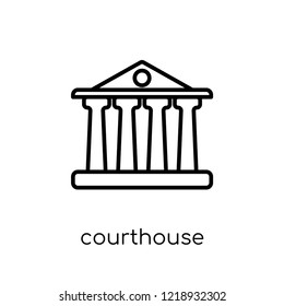 Courthouse icon. Trendy modern flat linear vector Courthouse icon on white background from thin line law and justice collection, editable outline stroke vector illustration