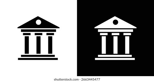 Ilustraciones del Clipart del Vector del icono del palacio de justicia en estilo plano