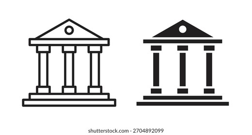 Colección de Vector de ícono de juzgado. Ilustraciones de símbolos de Vector