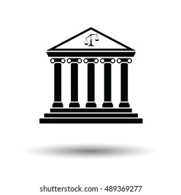 Courthouse icon. White background with shadow design. Vector illustration.