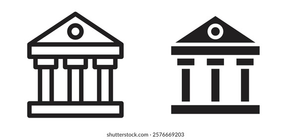 Courthouse icons in outline and stroke versions