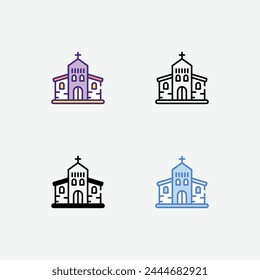 Courthouse icons set in 4 different style vector illustration