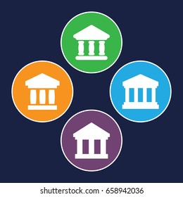 Courthouse icons set. set of 4 courthouse filled icons such as bank