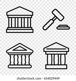 Courthouse icons set. set of 4 courthouse outline icons such as bank, court building