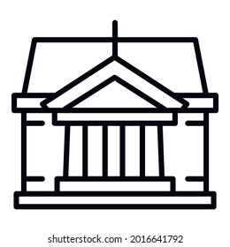 Courthouse judge icon. Outline courthouse judge vector icon for web design isolated on white background