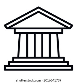 Icono de la ley del tribunal. Icono del vector de la ley de corte de esquema para el diseño web aislado en fondo blanco