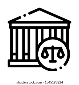 Courthouse Law And Judgement Icon Vector Thin Line. Contour Illustration