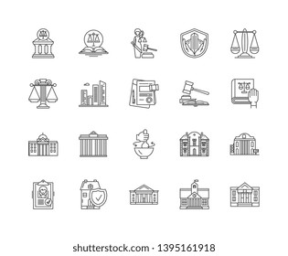 Courthouse line icons, signs, vector set, outline illustration concept 