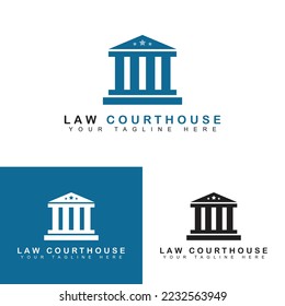 Ilustración vectorial del logo de la corte. Diseño creativo de un icono plano en el tribunal