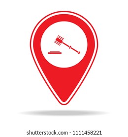 courthouse map pin icon. Element of warning navigation pin icon for mobile concept and web apps. Detailed courthouse map pin icon can be used for web and mobile on white background