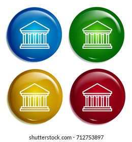 Courthouse multi color gradient glossy badge icon set. Realistic shiny badge icon or logo mockup