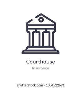 courthouse outline icon. isolated line vector illustration from insurance collection. editable thin stroke courthouse icon on white background