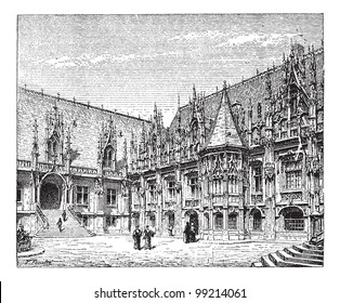 Courthouse of Rouen, France, vintage engraved illustration. Dictionary of words and things - Larive and Fleury - 1895.