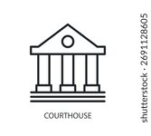 Courthouse thin line vector icons.