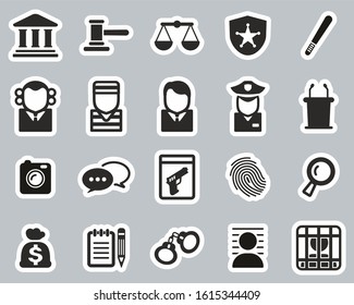 Courthouse Trial Icons Black White Sticker Stock Vector (Royalty Free ...