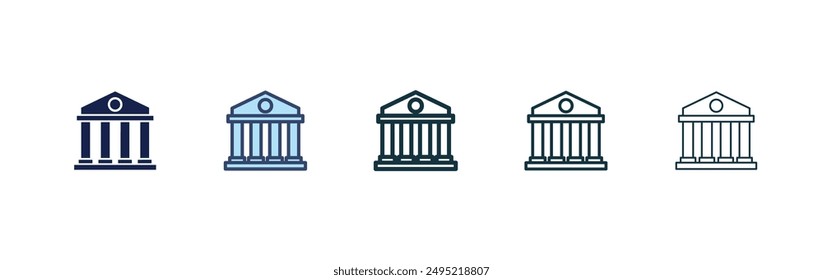 Conjunto de iconos de Vector de la corte de estilo negro relleno y perfilado.