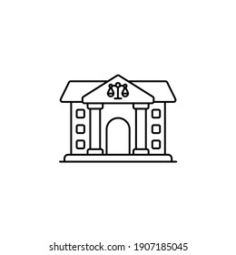 Courthouse vector outline icon style illustration. EPS 10 file