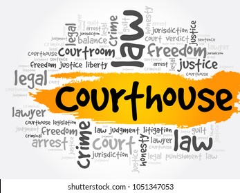 Courthouse word cloud collage, law concept background