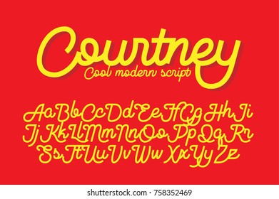 Courtney cool and modern script font, monolinear with cut sharp ends.
Can be used for your various design projects such as logotype, poster, digital lettering arts, branding design