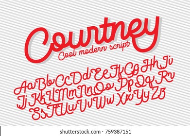 Courtney cool and modern script font, monolinear with cut sharp ends.

Can be used for your various design projects such as logotype, poster, digital lettering arts, 
clean design, branding