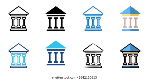 Courtroom icon set multiple style collection 
