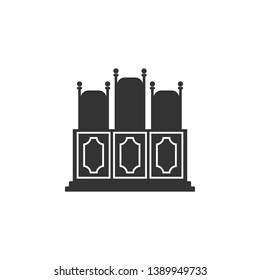 Court's room with table icon isolated. Chairs icon. Flat design. Vector Illustration