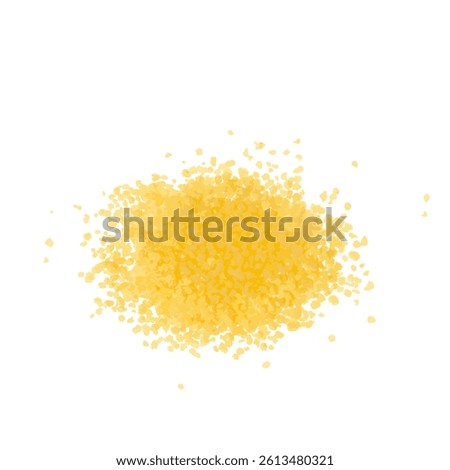 Couscous pile, dry cuscus, raw kuskus, uncooked cous cous or semolina granules on white background, vector illustration