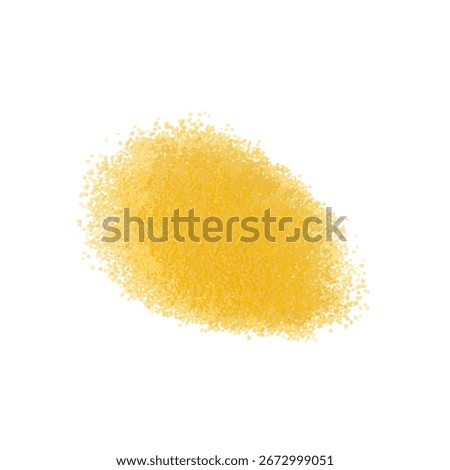 Couscous pile, dry cuscus, raw kuskus, uncooked cous cous or semolina granules on white background, vector illustration