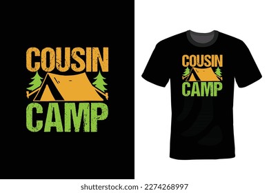 Cousin Camp, Camping T shirt design, vintage, typography