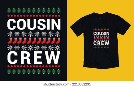 cousin crew t shirt design free vector svg design template, gnome, santa clause, December , cookie, crew, typography, snowman, new year