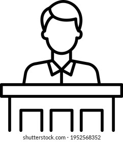 Coutroom Podium Stock illustration, Suspect in courthouse during sentencing concept vector icon design, Law Firm and Legal institutions symbol on white background, Man appearing in court sign