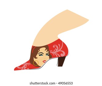 couture shoe with woman's face