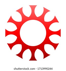 cov sars 2 - símbolo de icono de coronavirus, plano de contorno de gradiente rojo - ilustración vectorial