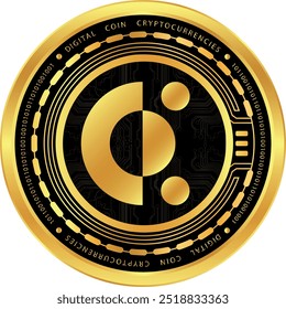 covalent-cqt cryptocurrency illustrations on abstract background. 3d illustrations.