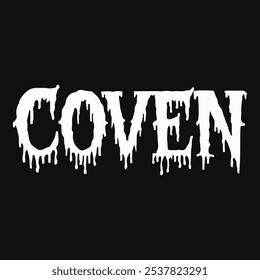 Coven Halloween text Typography Scarry Horror vector transparent background