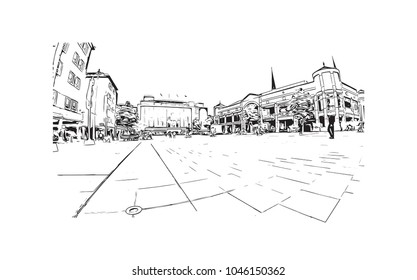 Coventry City in England, UK. Hand drawn sketch illustration in vector.