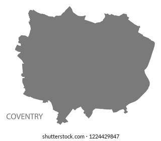 Coventry city map grey illustration silhouette shape