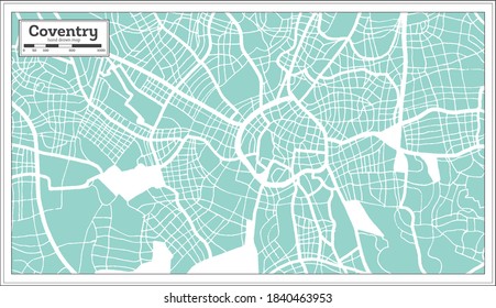 Coventry Great Britain City Map in Retro Style. Outline Map. Vector Illustration.