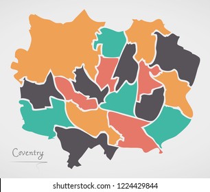 Coventry Map with wards and modern round shapes