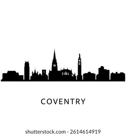 Coventry skyline silhouette with England, and black.