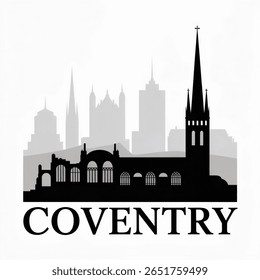Silhueta de horizonte de Coventry - Ilustração histórica do vetor da cidade do Reino Unido 