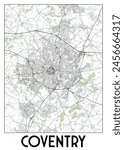 Coventry, UK map poster art
